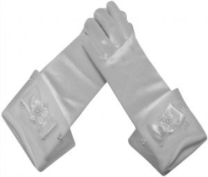 GIRLS SATIN GLOVES (0063003) WHITE